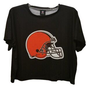 NEW- FOCO NFL Cleveland Browns Women's Black Big Logo Crop Top Size XL